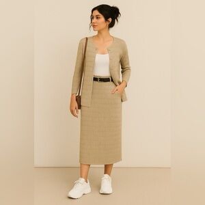 RARE Vintage G Merlo Firenze 100 Silk Knit Skirt Set